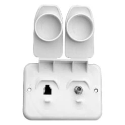 Prime Products® - White Double TV & Phone Wall Plate