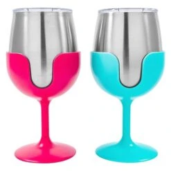Camco® - "Life Is Better At The Campsite" 8 Oz. Stainless Steel Thermo Wine Tumbler Set